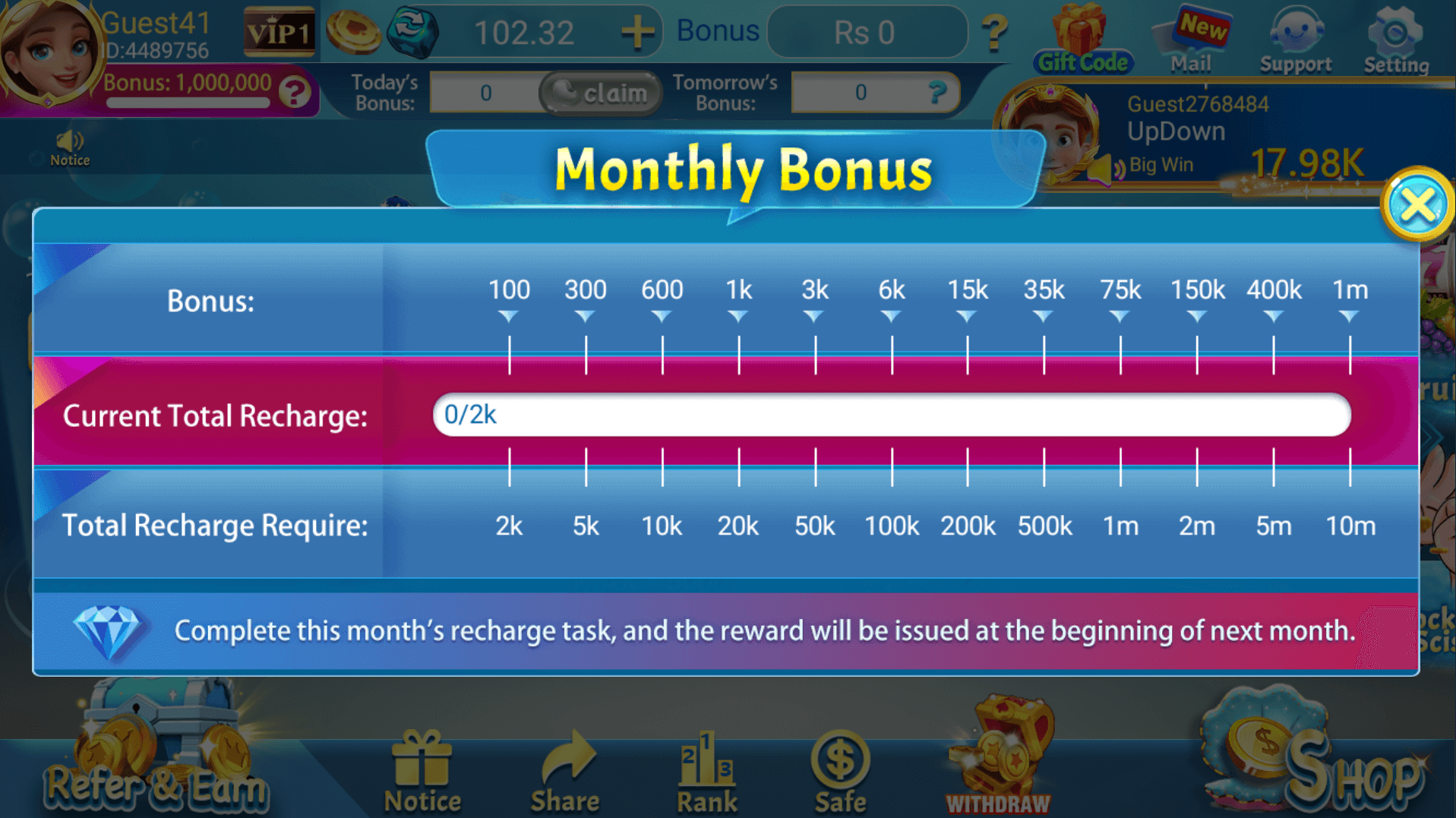 Slot Royal monthly bonus